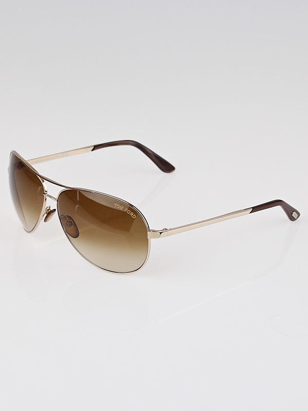 Tom Ford Goldtone Frame Charles Aviator Sunglasses-TF35