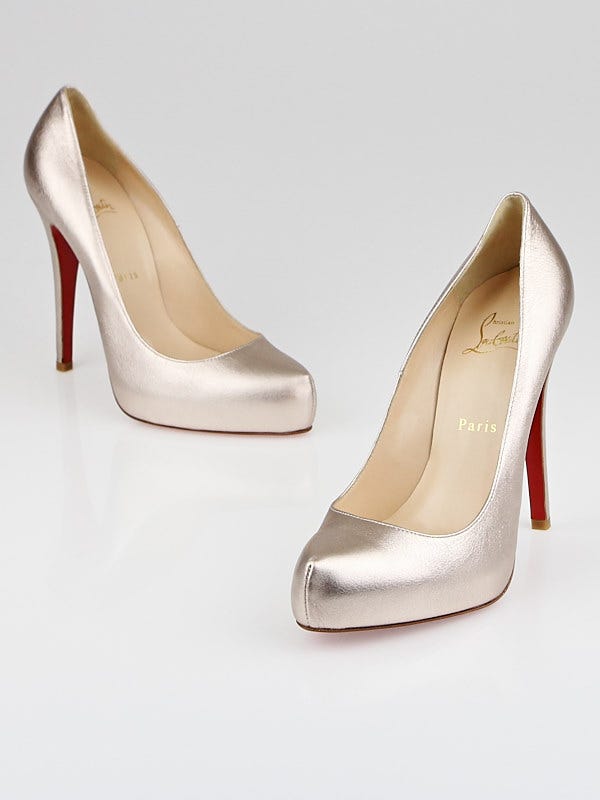 Christian Louboutin Rose Gold Leather Rolando 120 Pumps Size 7.5/38