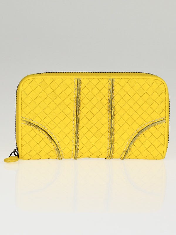Bottega Veneta Sunset Intrecciato Woven Cervo Leather Zip Around Wallet