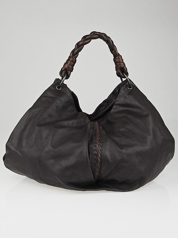 Bottega Veneta Ebano Leather Karung Aquilone Hobo Bag
