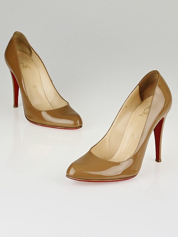 Christian Louboutin Camel Patent Leather Decolette 868 100 Pumps Size 8/38.5