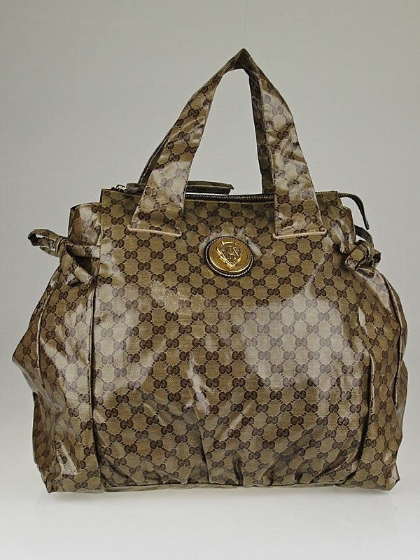 Gucci Beige/Ebony Crystal Coated Canvas Large Hysteria Tote Bag