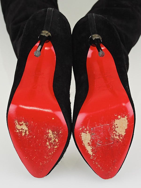 Christian Louboutin Black Suede Big Lips 120 Thigh Over-the Christian Louboutin Black Suede Big Lips 120 Thigh Over-the