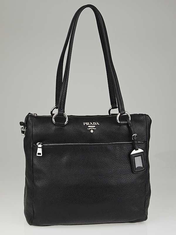 Prada Black Vitello Daino Leather Tote Bag BR4395