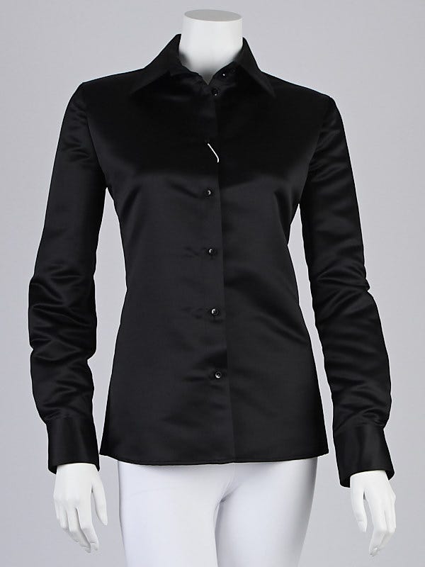 Armani Collezioni Black Polyester Button Down Shirt Size 8/42