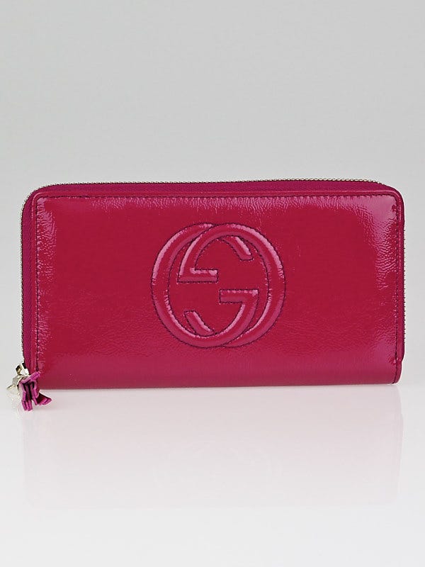 Gucci Fuchsia Patent Leather Soho Zippy Wallet