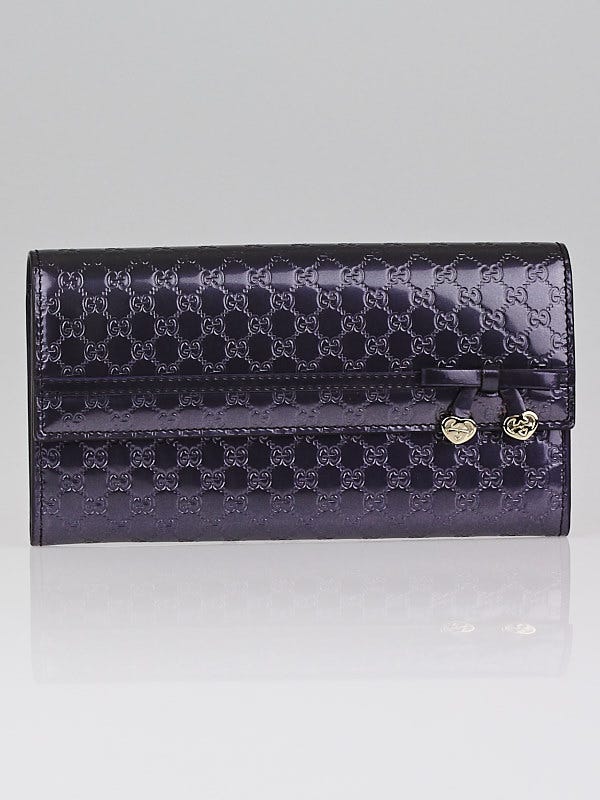 Gucci Navy Blue Shiny Microguccissima Leather Continental Wallet
