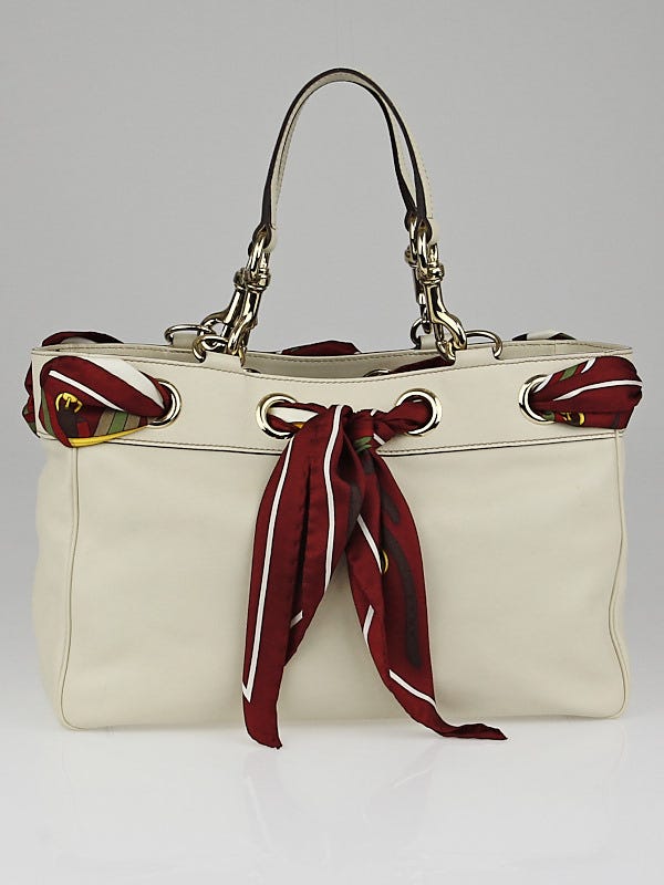 Gucci Ivory Leather Positano Medium Tote Bag
