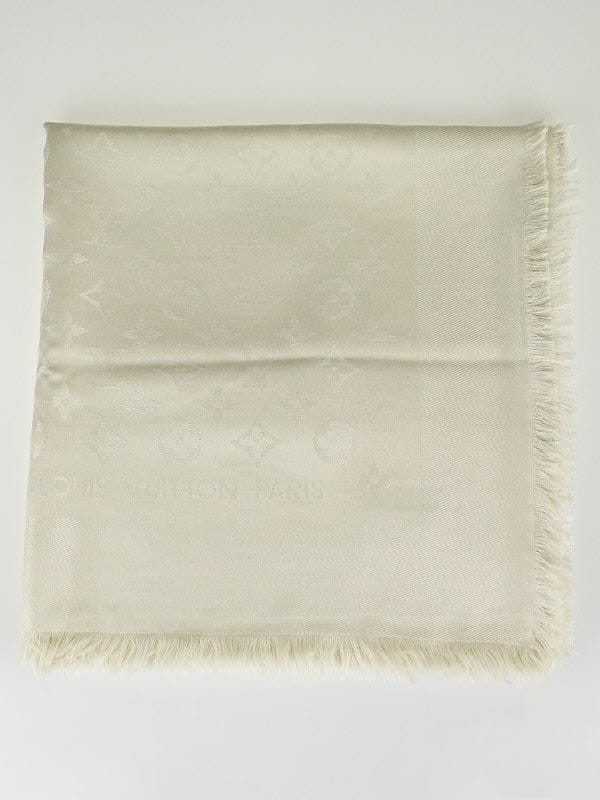 Louis Vuitton £475 Wool & Silk Pearl & Gold Monogram Shawl