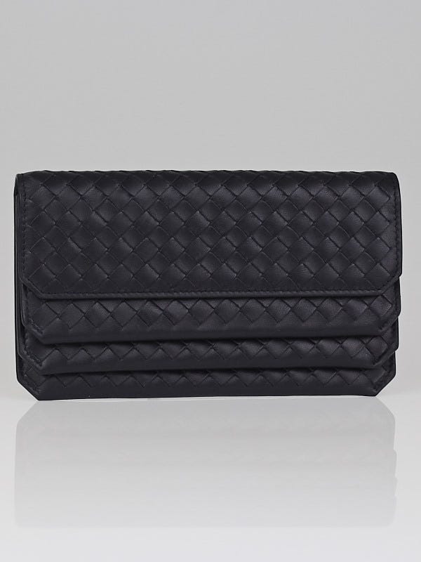 Bottega Veneta Tourmaline Intrecciato Woven Nappa Leather Flap Wallet