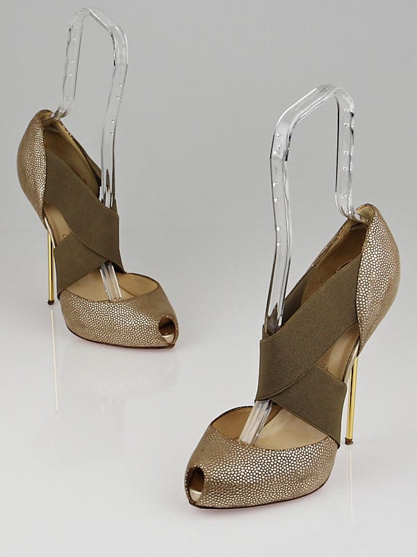 Christian Louboutin Beige Textured Leather Big Dorcet 120 Pumps Size 8.5/39