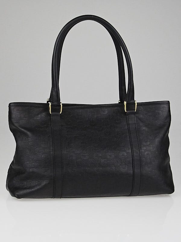 Gucci Black Horsebit Embossed Leather Joy Medium Tote Bag