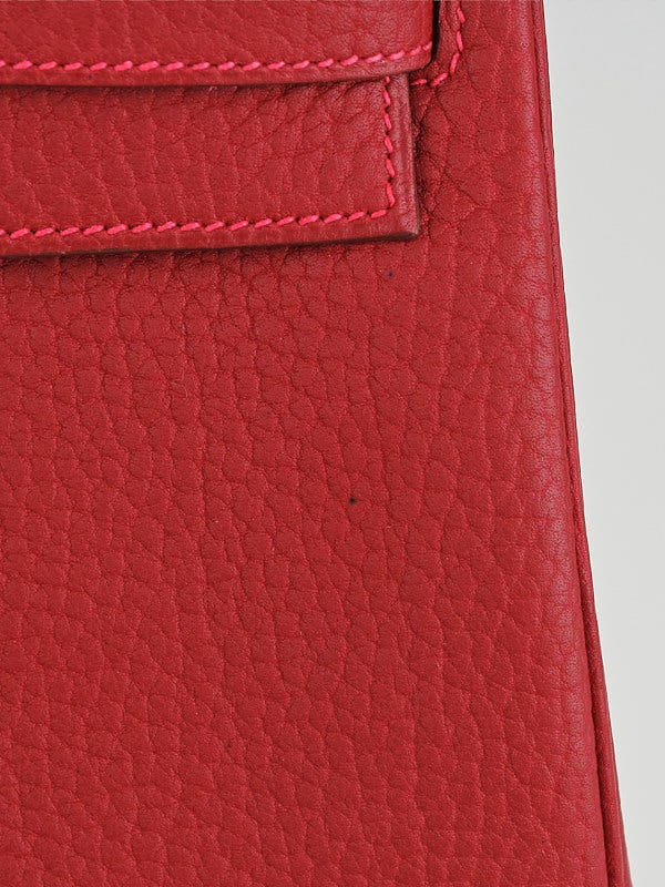 Hermes Bearn Compact Wallet Togo Leather Palladium Hardware In Red