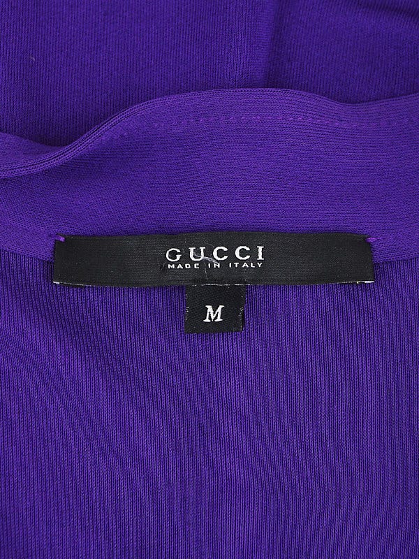 Gucci Purple Rayon Stretch Metal Fringe Tie Dress Size M | Yoogi's
