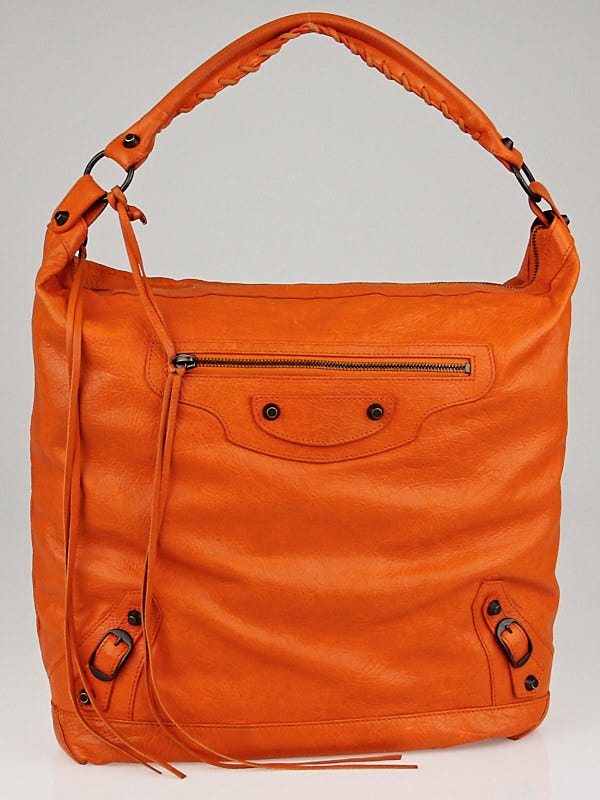 Balenciaga Tangerine Lambskin Leather Day Bag