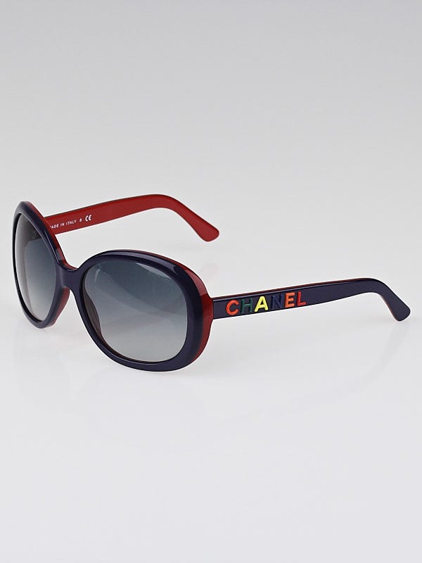 Chanel Blue/Red Frame Logo Sunglasses-5138