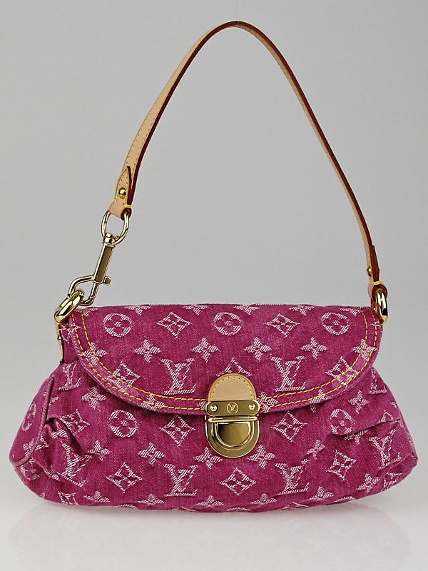 Louis Vuitton Fuchsia Denim Monogram Denim Mini Pleaty Bag