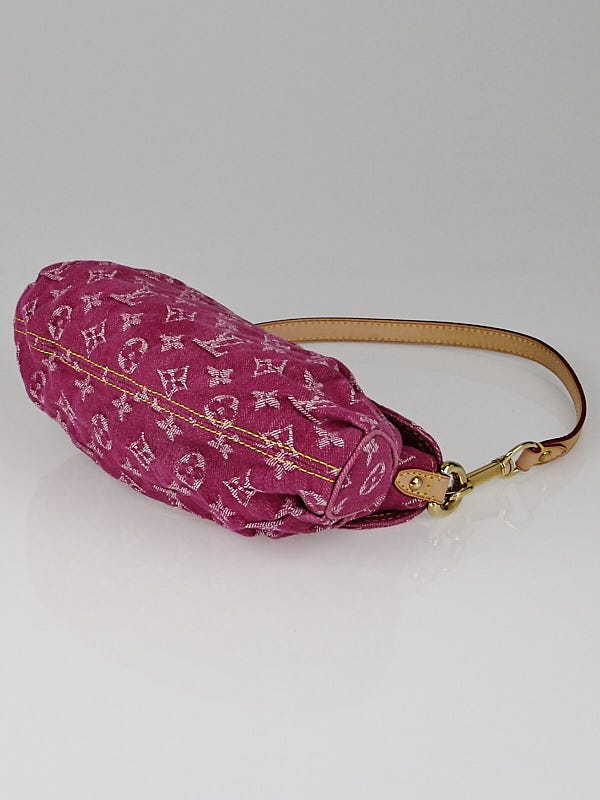 Louis Vuitton Mini Pleaty Monogram Denim Shoulder Bag Fuchsia Pink M95216  Auth