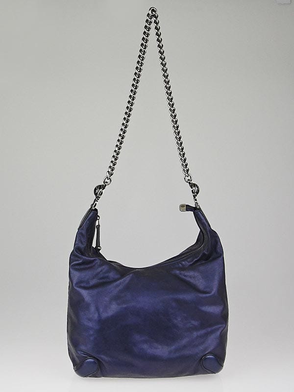 Gucci Metallic Blue Leather Galaxy Medium Shoulder Bag