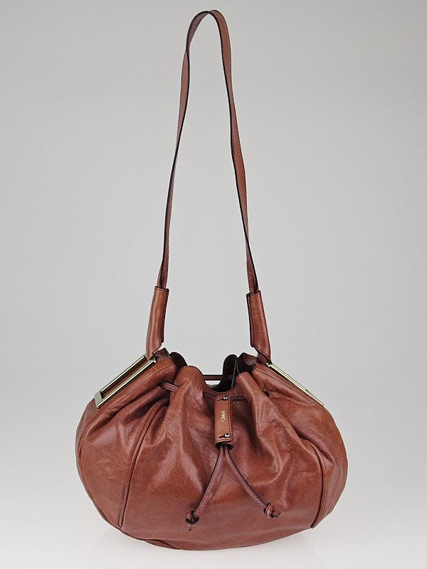 Chloe Black Currant Calfskin Leather Ethel Cinched Hobo Bag