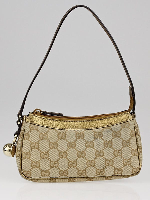 Gucci Beige/Gold GG Canvas GG Charm Pochette Bag