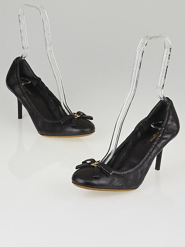 Louis Vuitton Black Perforated Lambskin Leather Elba Ballerina Pumps Size 9/39.5
