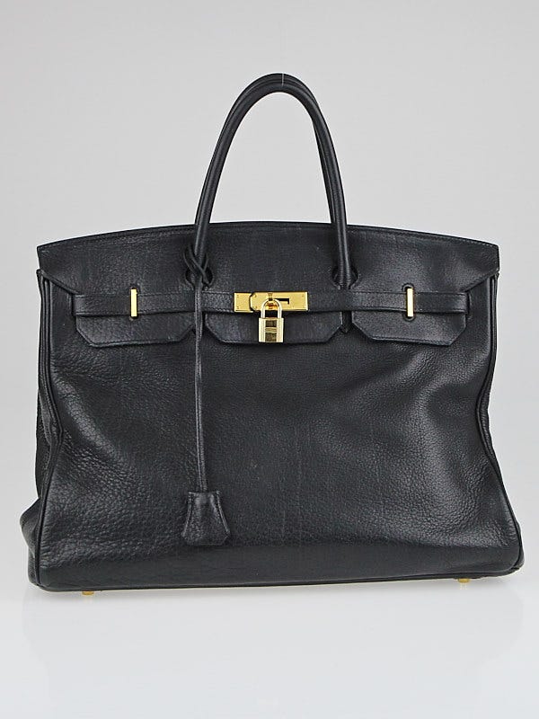 Hermes 40cm Black Chevre de Coromandel Gold Plated Birkin Bag