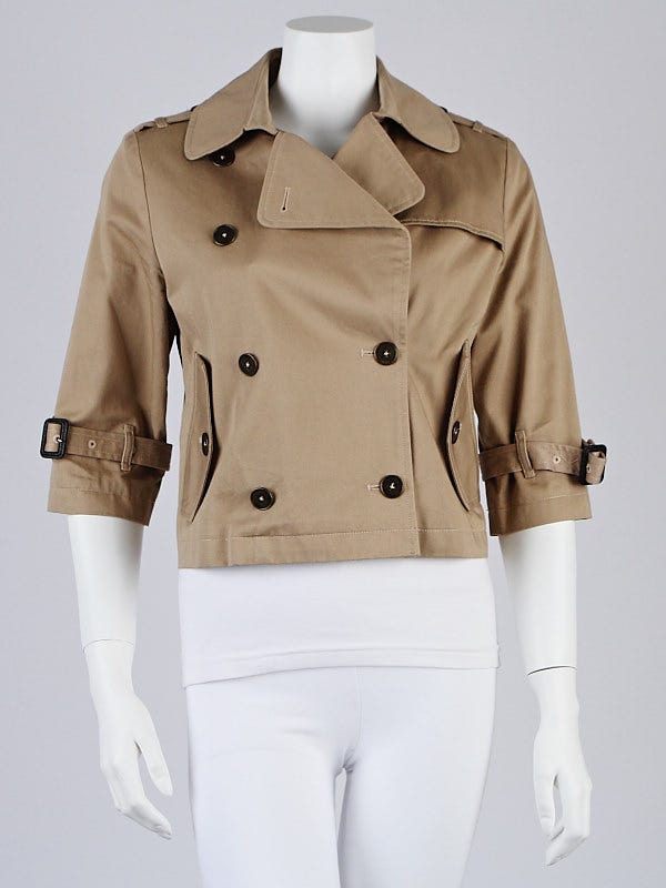 Burberry Honey Cotton Cropped Trench Coat Size M
