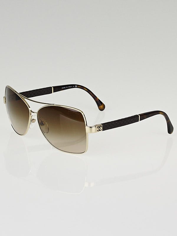 Chanel Gold Frame Brown Gradient Tint Square Sunglasses 4196-Q