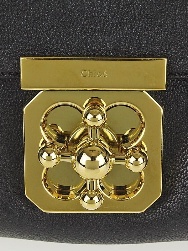 Chloe Black Pebbled Leather Elsie Clutch Bag | Yoogi's Closet