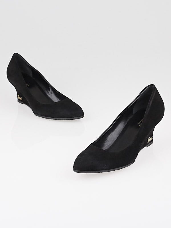 Gucci Black Suede Wedges Size 6.5/37