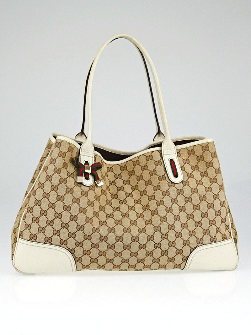 Gucci Beige/White GG Canvas Princy Tote Bag
