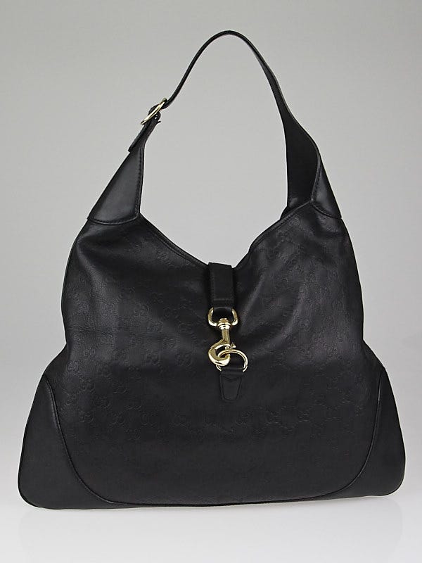 Gucci Black Guccissima Leather Large Jackie O Bouvier Hobo Bag