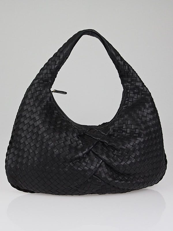 Bottega Veneta Black Intrecciato Leather Medium Veneta Hobo