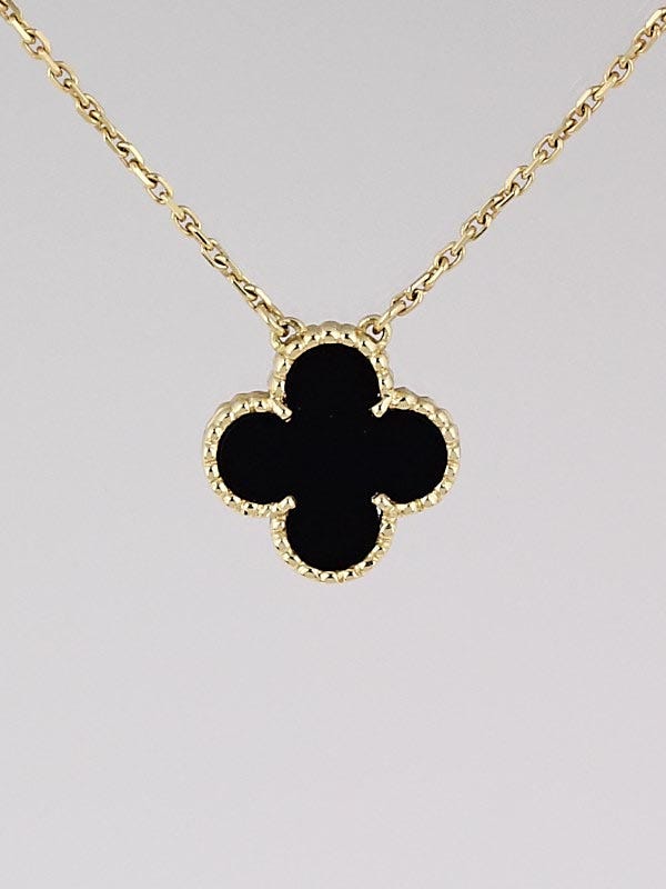 Van Cleef & Arpels 18k Gold and Black Onyx Vintage Alhambra Pendant