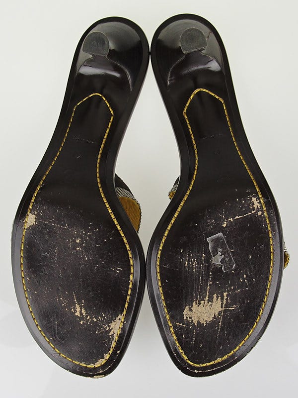 Louis Vuitton Brown Canvas Logo Strap Kitten Heel Sandals Size 10.5/41 -  Yoogi's Closet