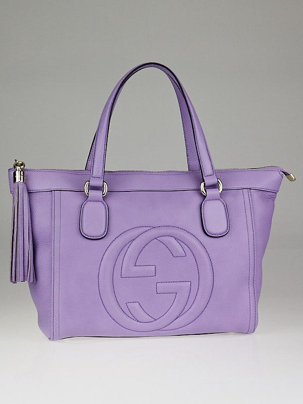 Gucci Violet Pebbled Calfskin Leather Soho Tote Bag