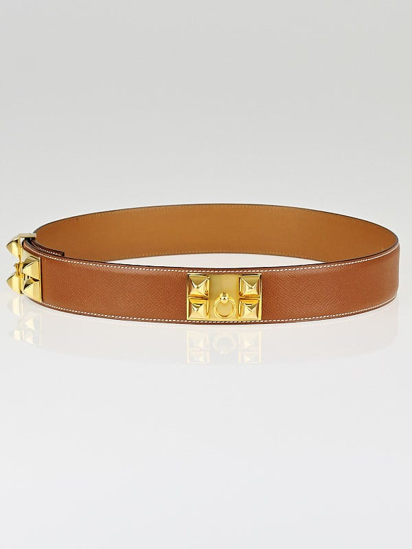 Hermes Gold Couchevel Leather Gold Plated Collier de Chien Belt Size 80