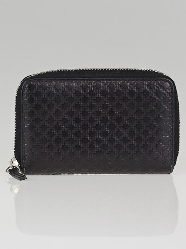 Gucci Black Diamante Leather Small Zip Card Case