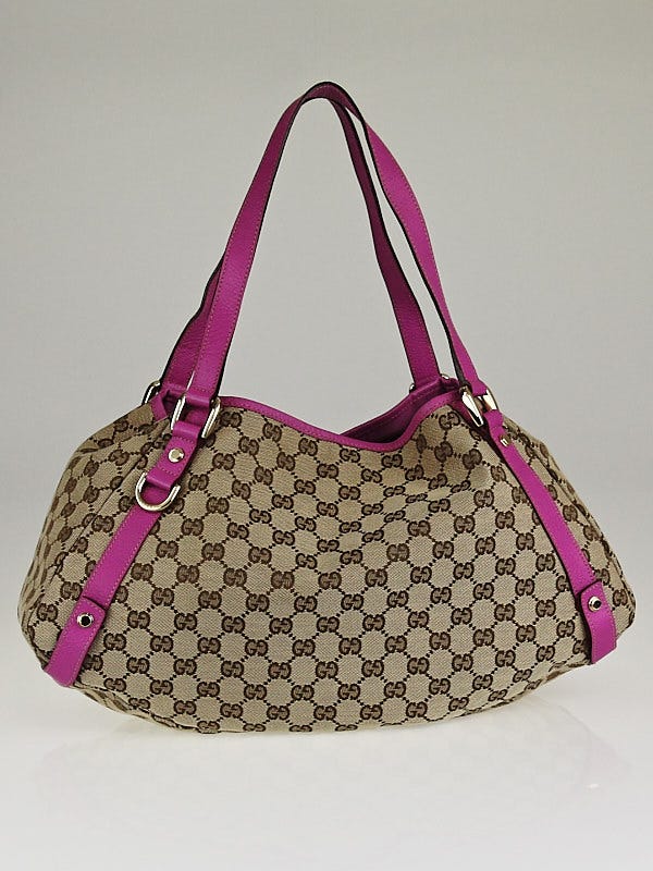 Gucci Beige/Pink GG Canvas Abbey Medium Tote Bag | Yoogi's