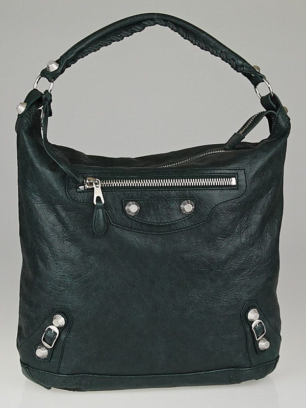 Balenciaga Poker Fonce Lambskin Leather Giant 12 Silver Day Bag