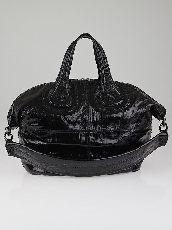Givenchy Black Crinkled Patent Leather Small Nightingale Bag