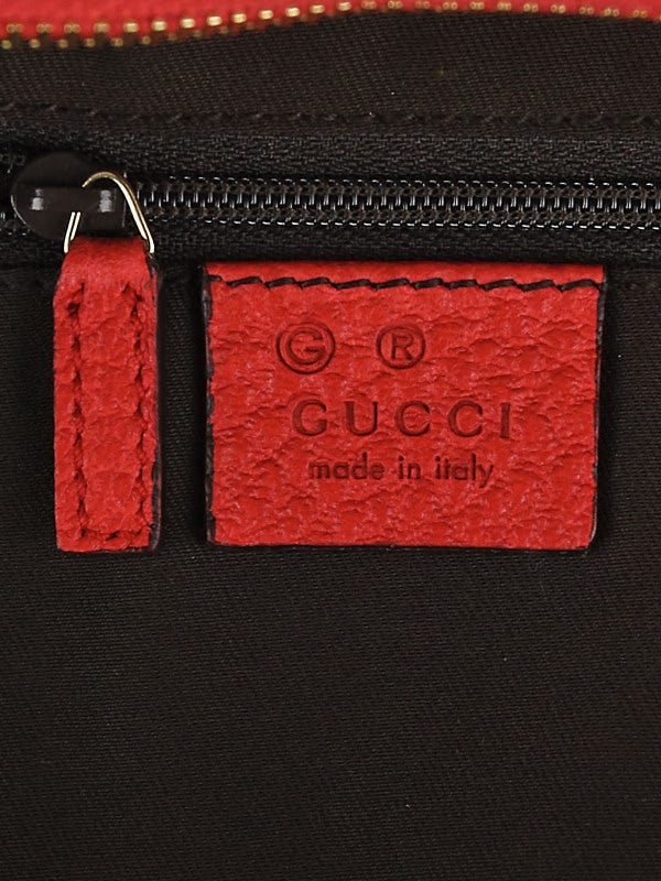 Gucci Red Pebbled Leather Bamboo Ring Hobo Bag | Yoogi's Closet