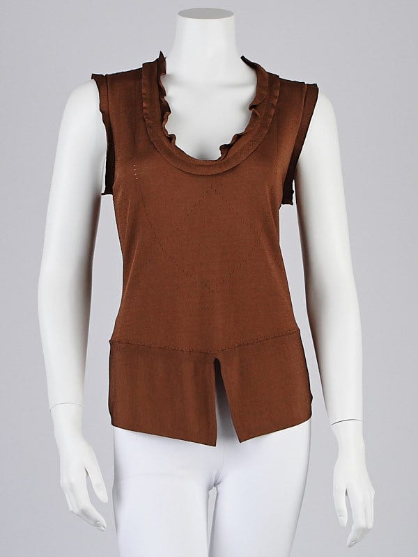 Escada Brown Knitted Viscose Sleeveless Top Size 6/38