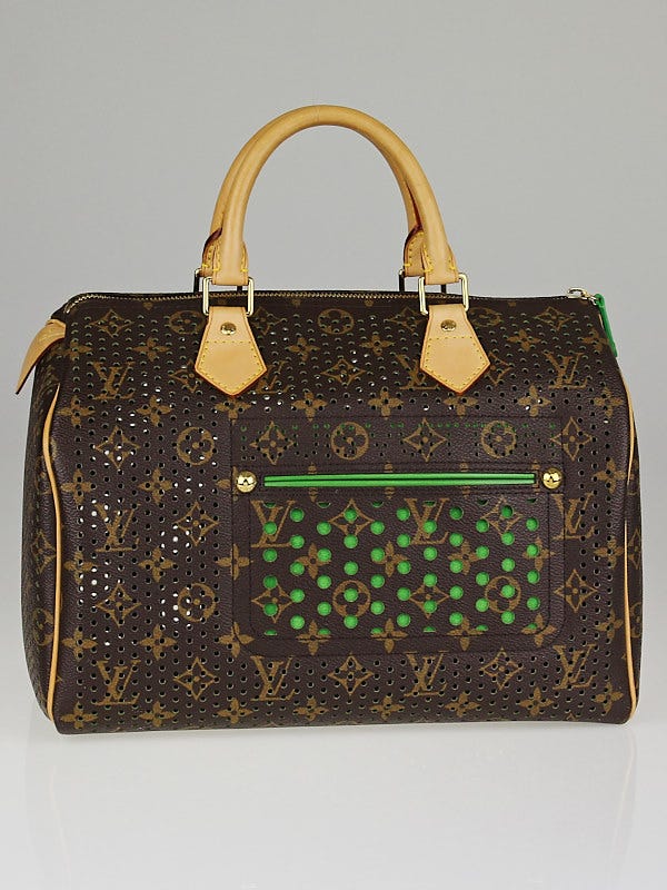 Louis Vuitton Limited Edition Green Perforated Speedy 30 Bag