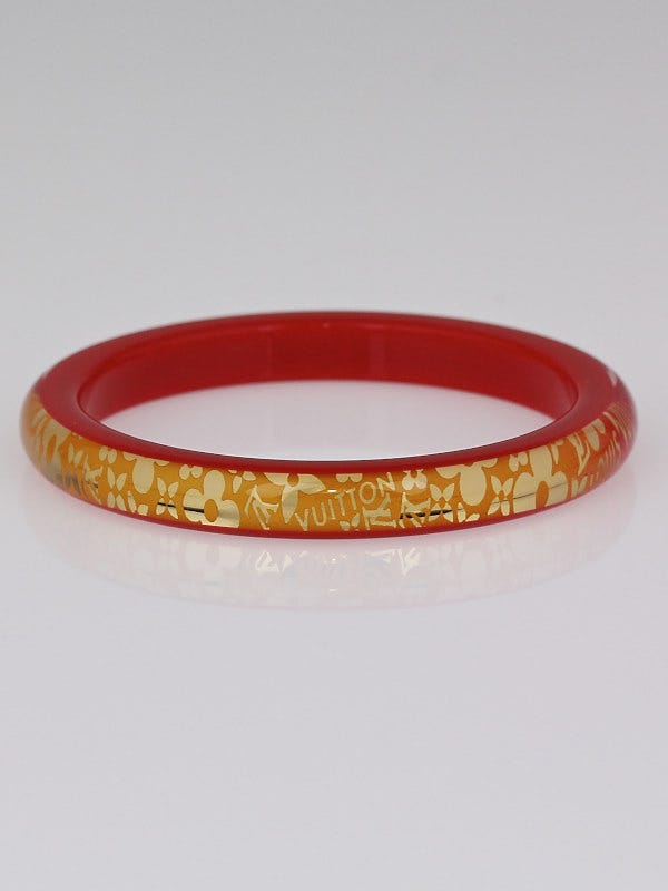 Louis Vuitton Red Tropical Resin Monogram Bangle Bracelet Size S+