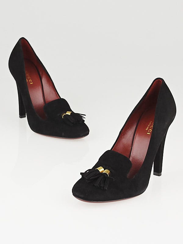 Gucci Black Suede Tassel Pumps Size 6.5/37