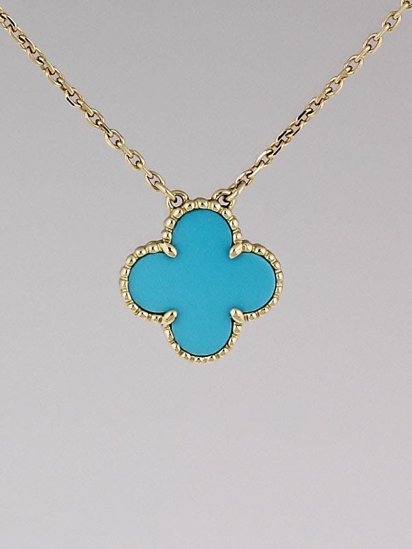 Buy Van Cleef & Arpels 18k White Gold 10 Motif Alhambra Turquoise Necklace  Paper Online in India - Etsy