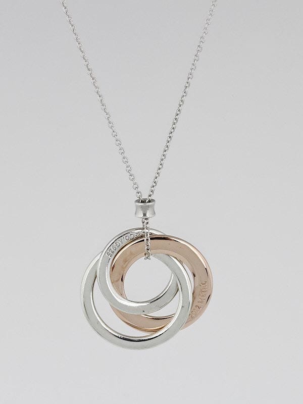 Tiffany & Co. Sterling Silver and Rubedo Metal Interlocking Circles Pendant Necklace