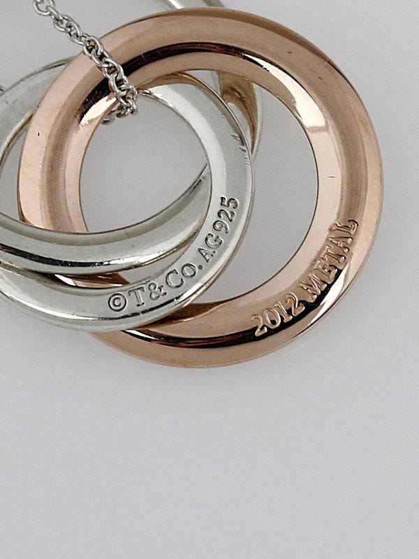 Tiffany & Co. Tiffany 1837 Interlocking Circle 3-strand Necklace 925 Silver  Rubedo Metal TIFFANY&Co. | Grailed